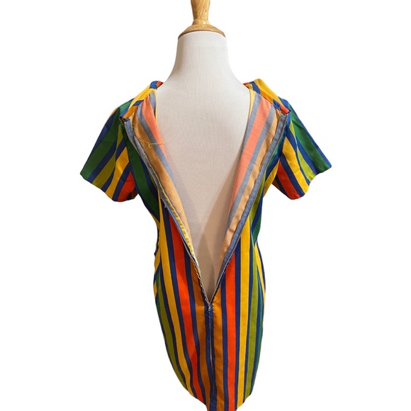 Vintage 1970s Handmade Rainbow Stripe Dress - Picture 3 of 9